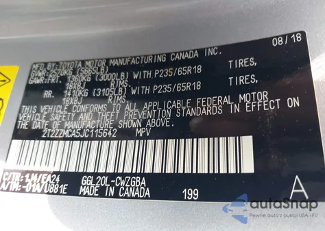 2018 Lexus Rx 350 из США, поврежденный, VIN 2T2ZZMCA5JC115642